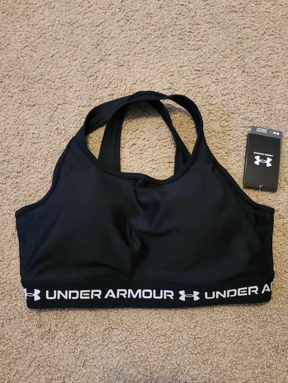 Women's XL, Black Under Armour Criss Cross Sport Bra